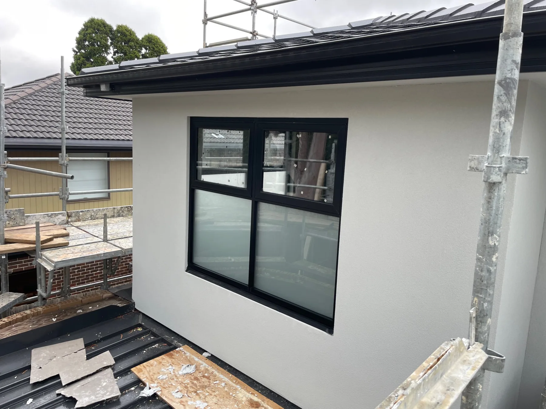 New build exterior windows and facade
